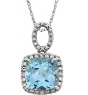 14K White Sky Blue Topaz & .03 CTW Diamond 18 Necklace - 651606101P