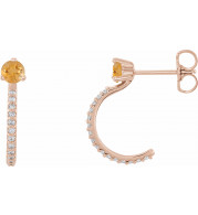 14K Rose Citrine & 1/6 CTW Diamond Hoop Earrings - 86686677P
