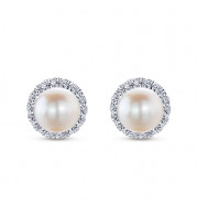 Gabriel & Co. 14k White Gold Grace Pearl & Diamond Stud Earrings - EG13233W45PL