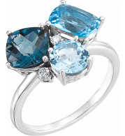 14K White Swiss, London, & Sky Blue Topaz & .05 CTW Diamond Ring - 717996000P