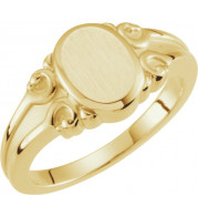 14K Yellow 9.7x8 mm Oval Signet Ring - 50457294811P