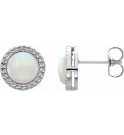 14K White Opal Bezel-Set Leaf Earrings - 862826000P