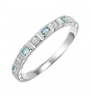 Gems One 14Kt White Gold Diamond (1/12Ctw) & Aquamarine (1/10 Ctw) Ring - FR1268-4WD
