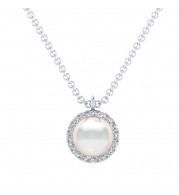 Gabriel & Co. 14k White Gold Grace Pearl & Diamond Necklace - NK5619W45PL