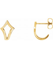 14K Yellow Geometric J-Hoop Earrings - 86517606P