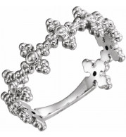 14K White Beaded Cross Ring - 51719101P