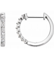 14K White 1/5 CTW Diamond 15.25 mm Hoop Earrings - 65214960001P