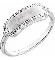 14K White 15x6 mm Rectangle Beaded Signet Ring - 51727101P