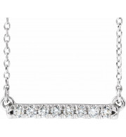 14K White 1/8 CTW Diamond French-Set Bar 16 Necklace - 86969700P