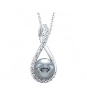 Gems One Silver Cubic Zirconia & Pearl (1 Ctw) Pendant - PD10231-SSW