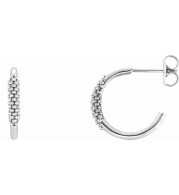 14K White 15.1 mm Beaded Hoop Earrings - 86532600P