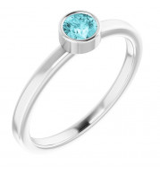 14K White 4 mm Round Blue Zircon Ring - 718066044P