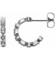 14K White 1/8 CTW Diamond Hoop Earrings - 86456605P