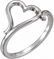 14K White Heart Ring - 51573101P