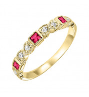 Gems One 14Kt Yellow Gold Diamond (1/10Ctw) & Ruby (1/6 Ctw) Ring - FR1071-4YD