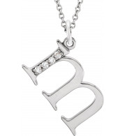 14K White .02 CTW Diamond Lowercase Initial m 16 Necklace - 8580360036P