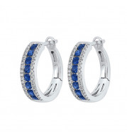 Gems One 14Kt White Gold Diamond (1/6Ctw) & Sapphire (7/8 Ctw) Earring - ER10319-4WBS