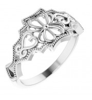 14K White Vintage-Inspired Ring - 51964101P