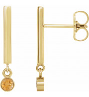 14K Yellow Citrine Bar Earrings - 869066027P