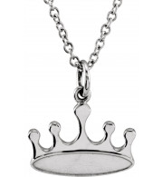 14K White Tiny Poshu00ae Crown 16-18 Necklace - 857911002P