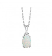 Gems One 10Kt White Gold Diamond (1/50Ctw) & Opal (1/2 Ctw) Pendant - FP4028-1WDO