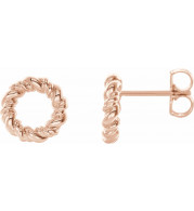 14K Rose 9.4 mm Circle Rope Earrings - 86821602P