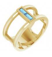 14K Yellow Aquamarine Baguette Ring - 71884616P