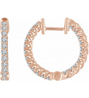 14K Rose 1 CTW Diamond Inside/Outside 20.1 mm Hoop Earrings - 65285460003P