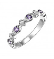 Gems One 10Kt White Gold Diamond (1/20Ctw) & Amethyst (1/6 Ctw) Ring - FR1214-1WD