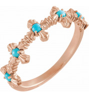 14K Rose Turquoise Cross Ring - R43100602P