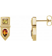 14K Yellow Multi-Gemstone Geometric Bar Drop Earrings - 87039605P
