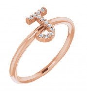 14K Rose .05 CTW Diamond Initial J Ring - 1238346047P