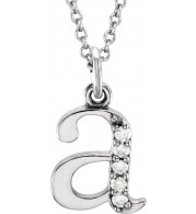 14K White .025 CTW Diamond Lowercase Initial a 16 Necklace - 8580360000P