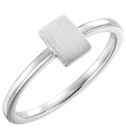 14K White 7x5 mm Rectangle Signet Ring - 51563101P