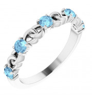 14K White Aquamarine Stackable Link Ring - 72047608P