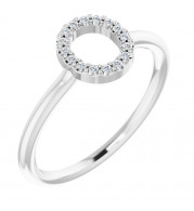 14K White .06 CTW Diamond Initial O Ring - 1238346070P