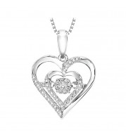 Gems One Silver (SLV 995) Diamond Rhythm Of Love Neckwear Pendant  - 1/10 ctw - ROL1029-SSWD