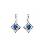 Gems One 14Kt White Gold Diamond (1/12Ctw) & Sapphire (1/3 Ctw) Earring - FE4031-4WCS