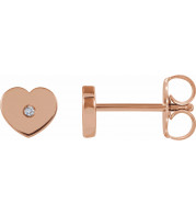 14K Rose .01 CTW Diamond Solitaire Heart Youth Earrings - 192032602P