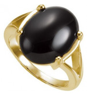 14K Yellow Onyx Cabochon Split Shank Ring - 61381101P