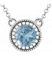 14K White Swiss Blue Topaz December 18 Birthstone Necklace - 651611124P