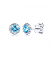 Gabriel & Co. 14k White Gold Lusso Color Gemstone & Diamond Stud Earrings - EG12372W45BT