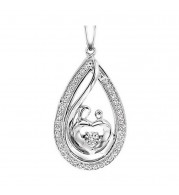 Gems One Silver (SLV 995) Diamond Rhythm Of Love Neckwear Pendant  - 1/8 ctw - ROL1167-SSWD