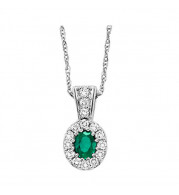 Gems One 14Kt White Gold Diamond (1/8Ctw) & Emerald (1/8 Ctw) Pendant - RPT2002P-4WCE