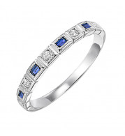 Gems One 10Kt White Gold Diamond (1/20Ctw) & Sapphire (1/8 Ctw) Ring - FR1042-1WD