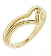 14K Yellow Beaded V Ring - 51878102P