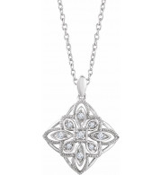14K White 1/10 CTW Diamond Granulated Filigree 18 Necklace - 65260960000P
