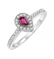 Gems One 14Kt White Gold Diamond (1/6Ctw) & Ruby (1/6 Ctw) Ring - FR4015-4WCR
