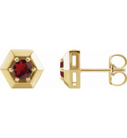 14K Yellow Mozambique Garnet Geometric Earrings - 87127629P