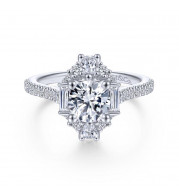 Gabriel & Co. 14k White Gold Art Deco Halo Engagement Ring - ER14508R4W44JJ